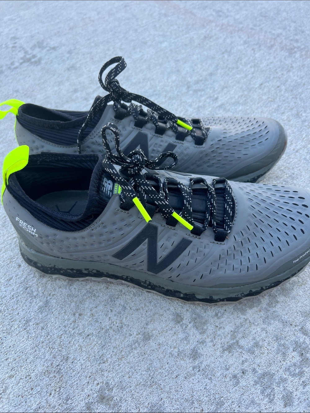 New Balance Men’s Gray Swim Shoes with Neon Yellow Accents